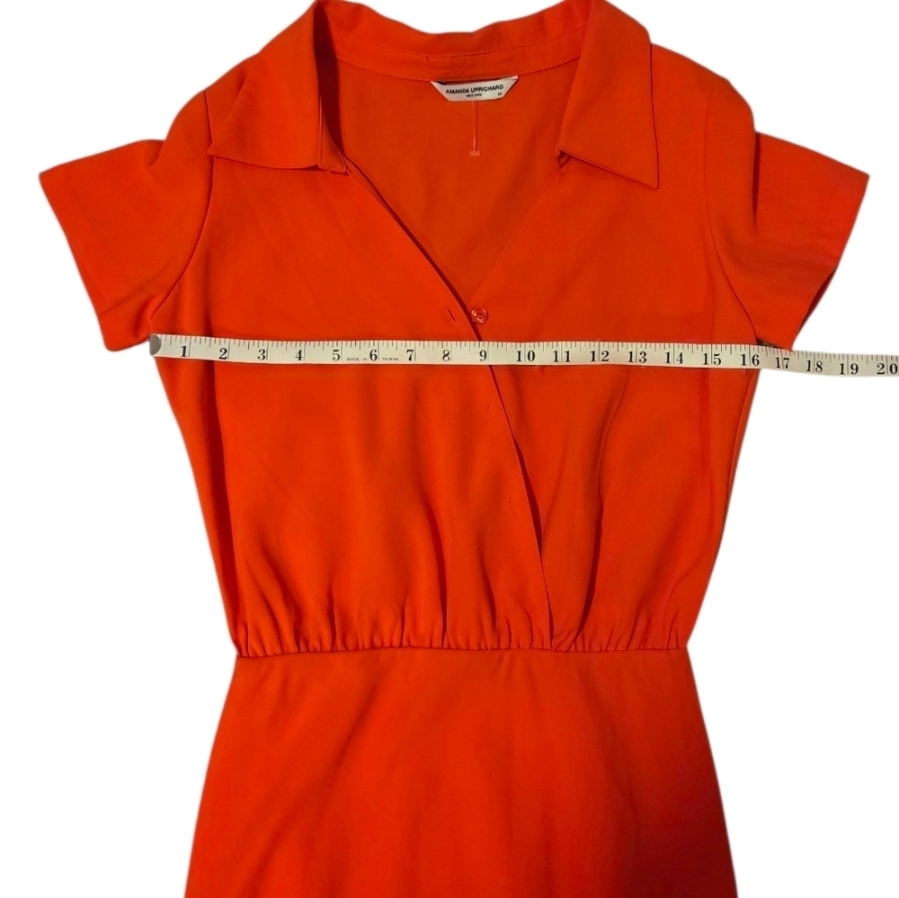 Nwot Amanda Uprichard Reya Satin Shirtdress‎ Vibrant Orange Women's XS - Picture 7 of 11